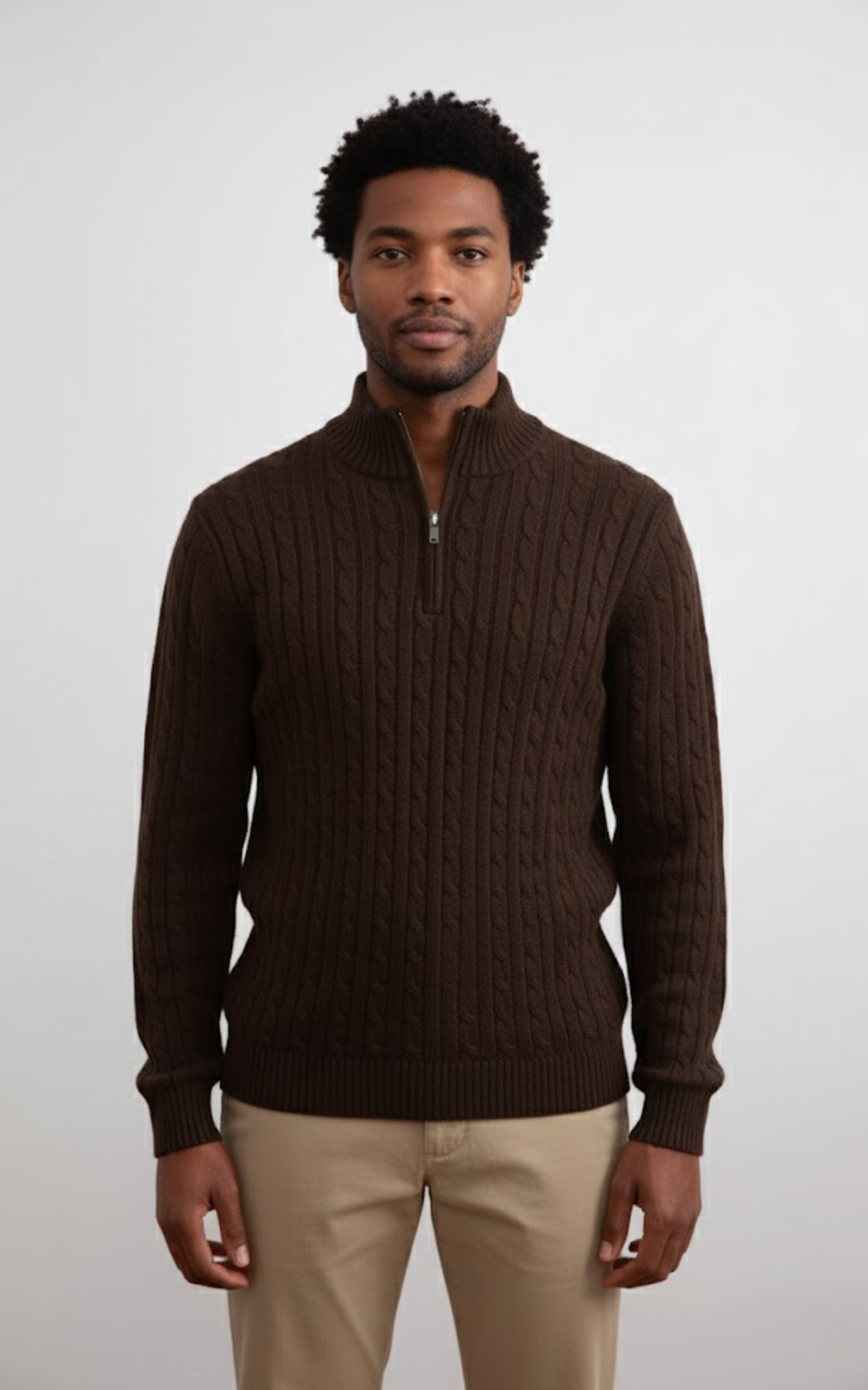 Men’s Half-Zip Cable Knit Sweater