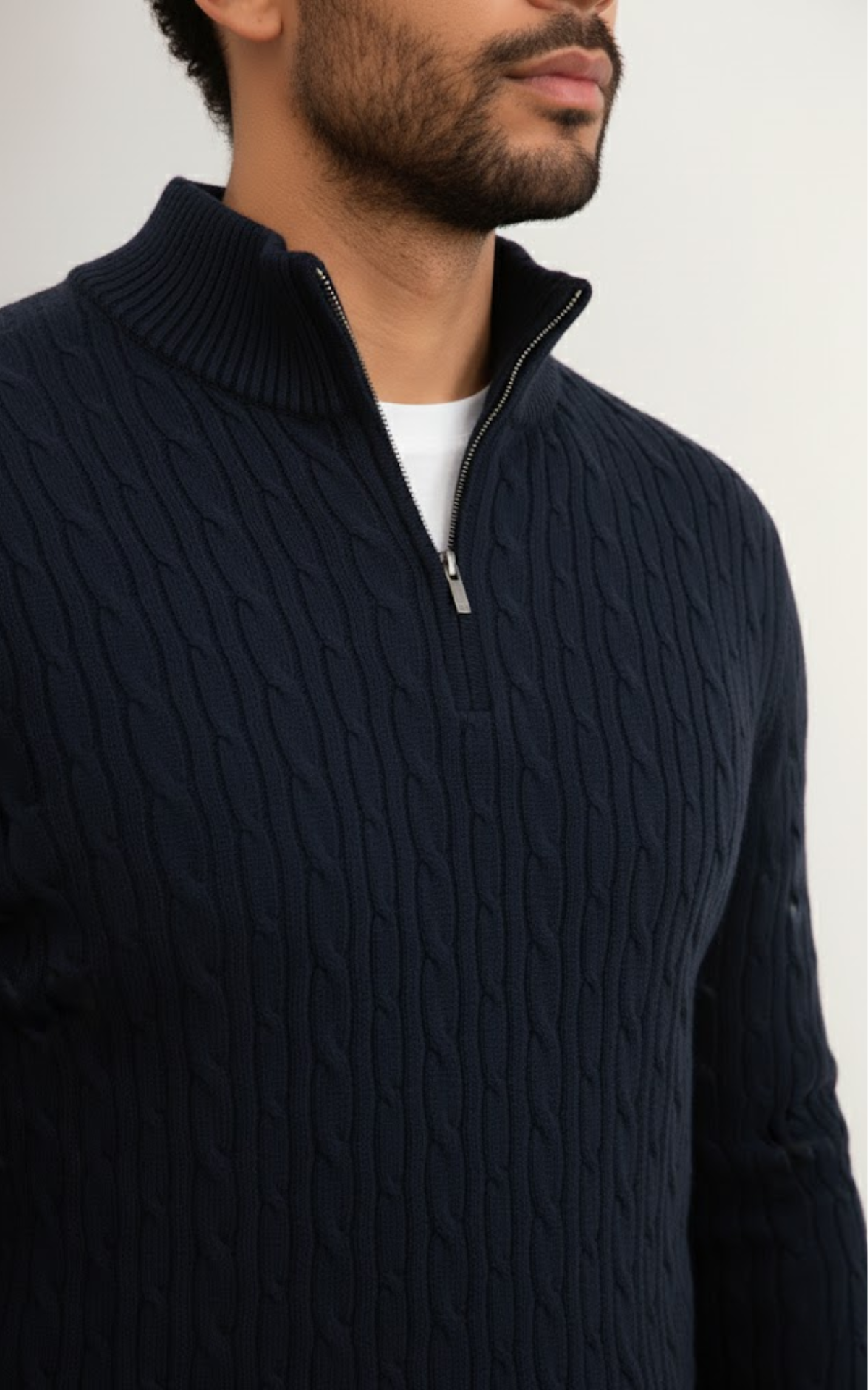 Men’s Half-Zip Cable Knit Sweater