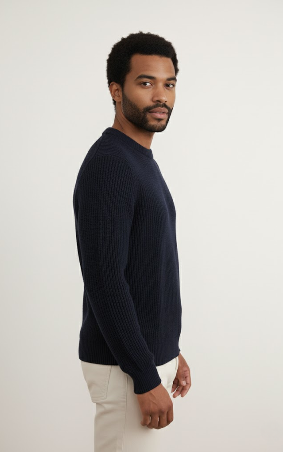 Men’s Ribbed Knit Crew Neck Sweater – Premium Cotton Blend