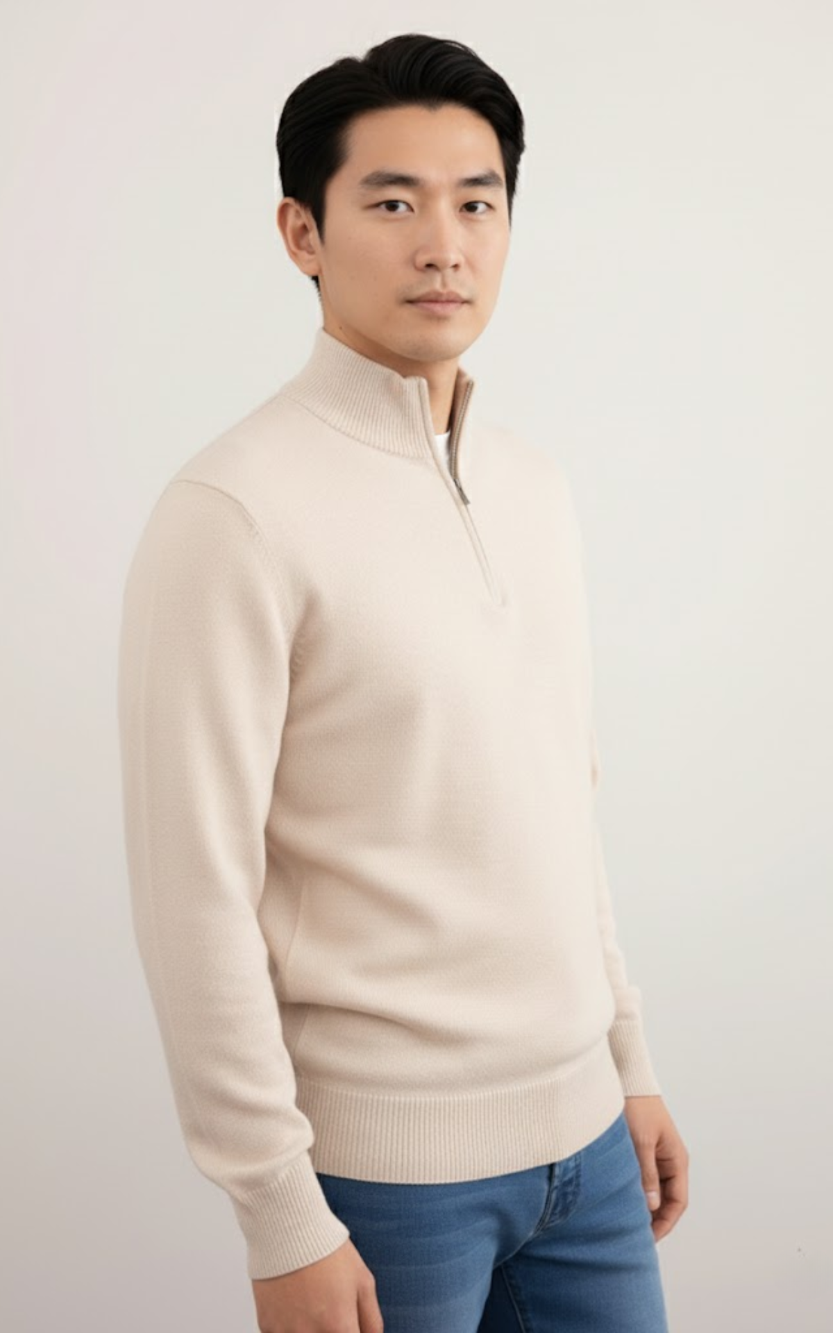 Men’s Quarter-Zip Sweater – Classic Cotton Blend Pullover
