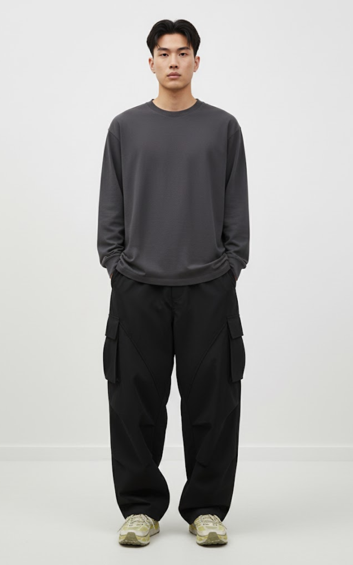 en’s Wide-Leg Cargo Pants – Oversized Streetwear Utility Trousers with Pockets