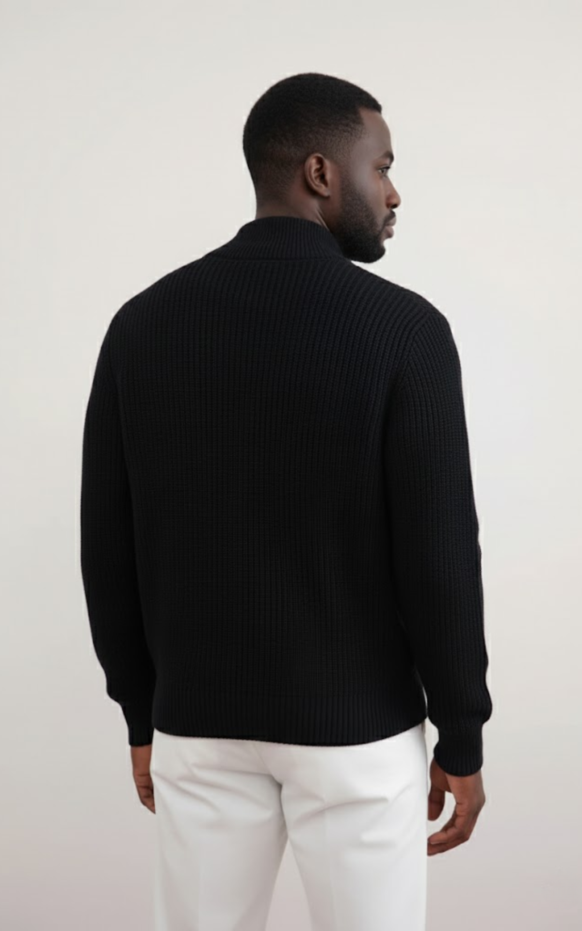 Men’s Full-Zip Knit Sweater – Premium Ribbed Cotton Jacket