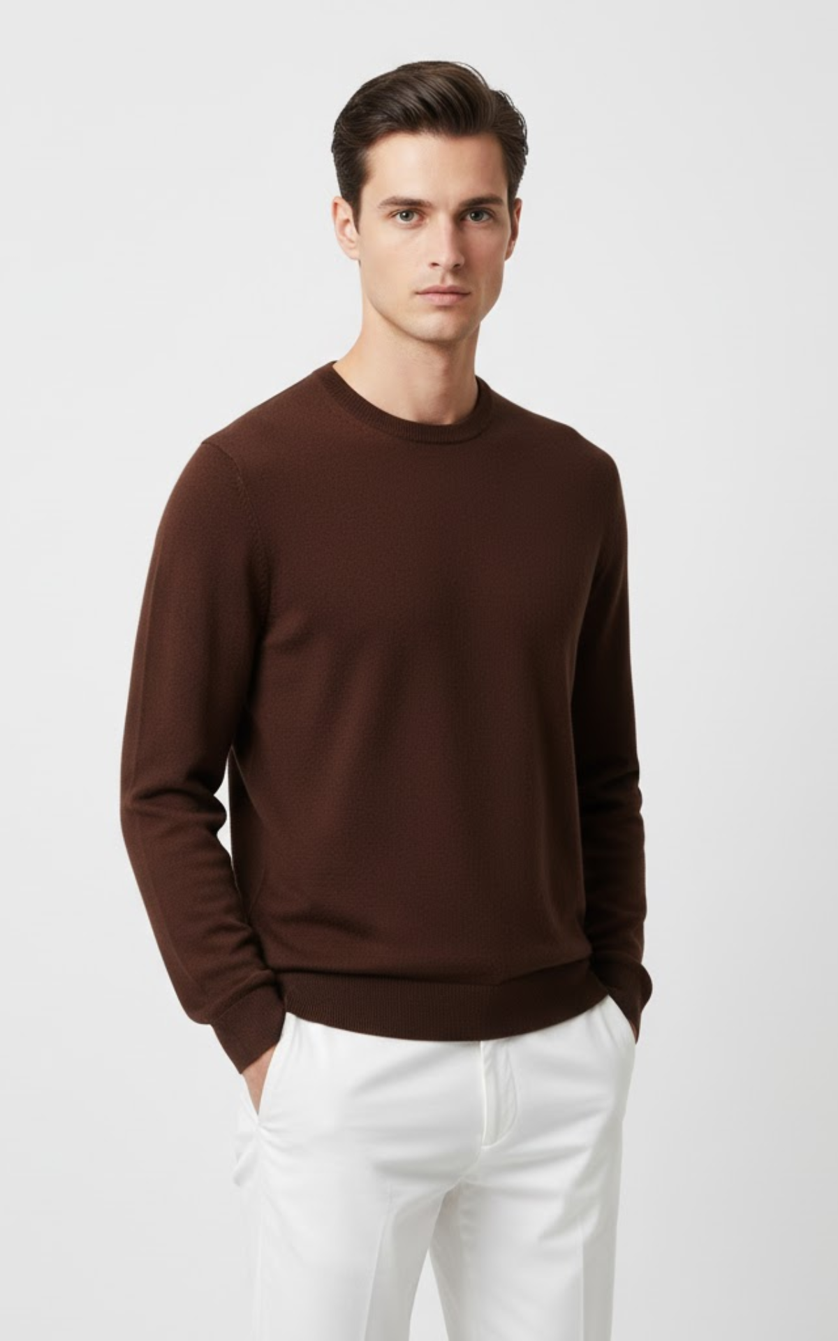 Men’s Classic Crew Neck Sweater – Premium Cotton Blend Knit