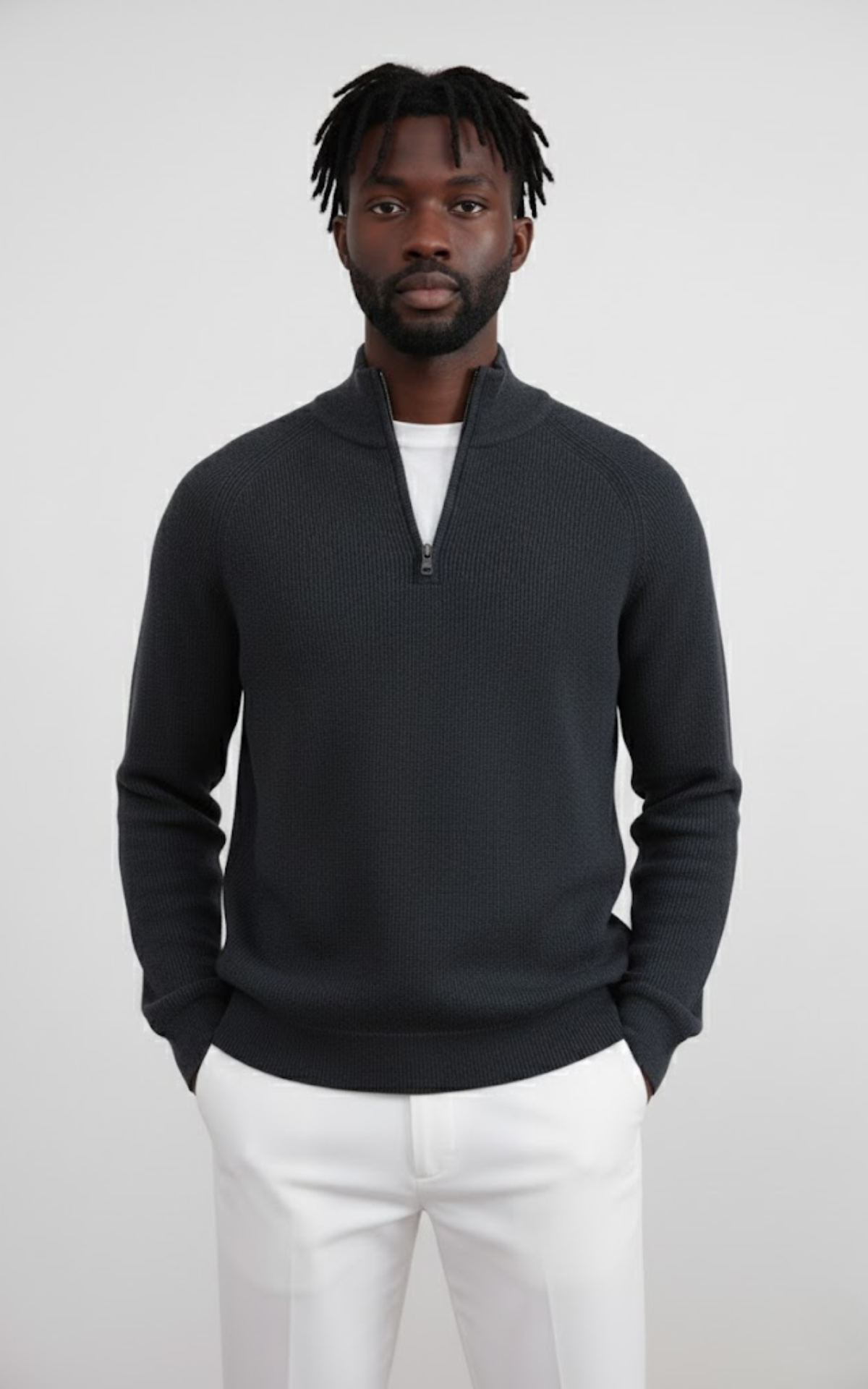 Men’s Quarter-Zip Mock Neck Sweater – Premium Cotton Blend Pullover