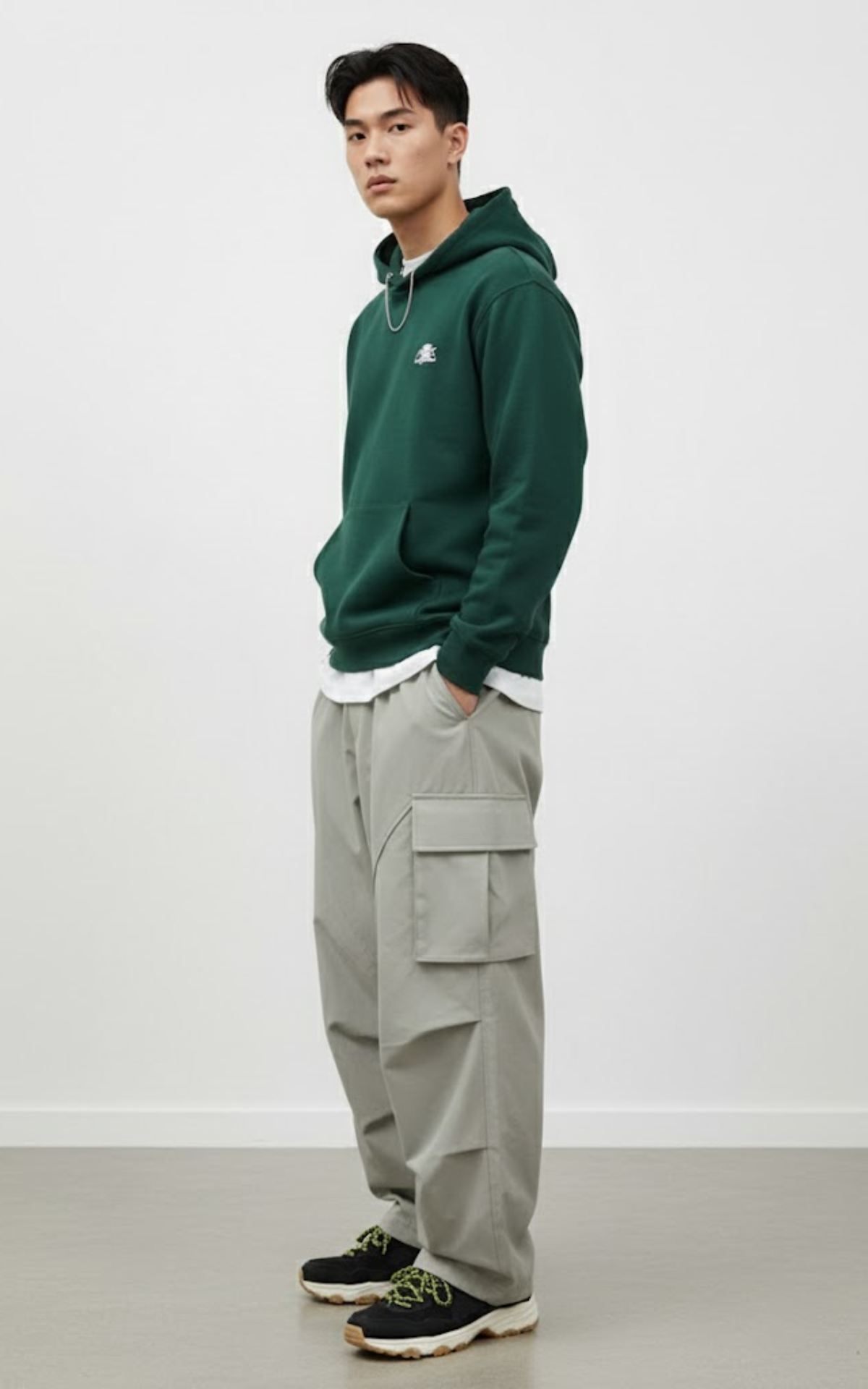 en’s Wide-Leg Cargo Pants – Oversized Streetwear Utility Trousers with Pockets