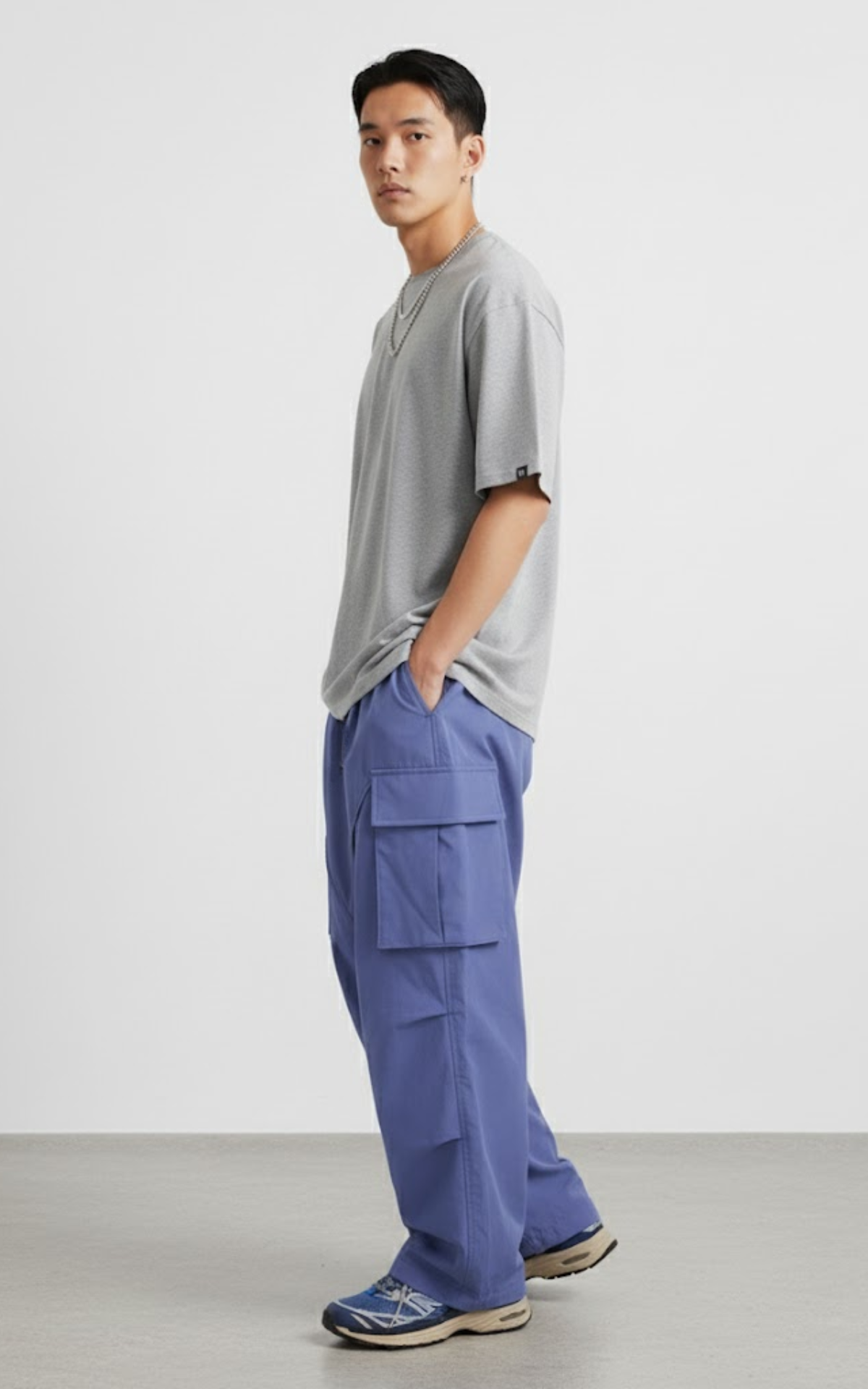 en’s Wide-Leg Cargo Pants – Oversized Streetwear Utility Trousers with Pockets