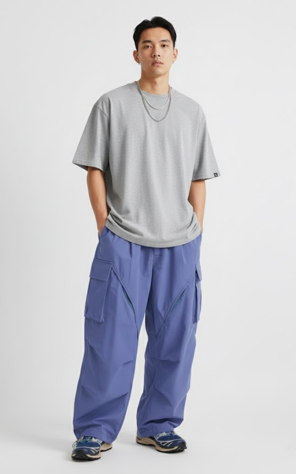 en’s Wide-Leg Cargo Pants – Oversized Streetwear Utility Trousers with Pockets